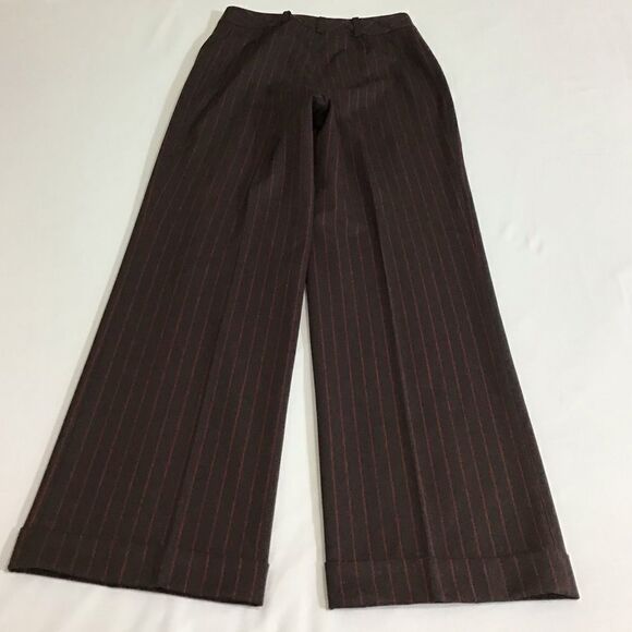 Lafayette 148 New York Brown Pinstripe 2-Piece Pantsuit Cuffed Hem - Picture 5 of 16